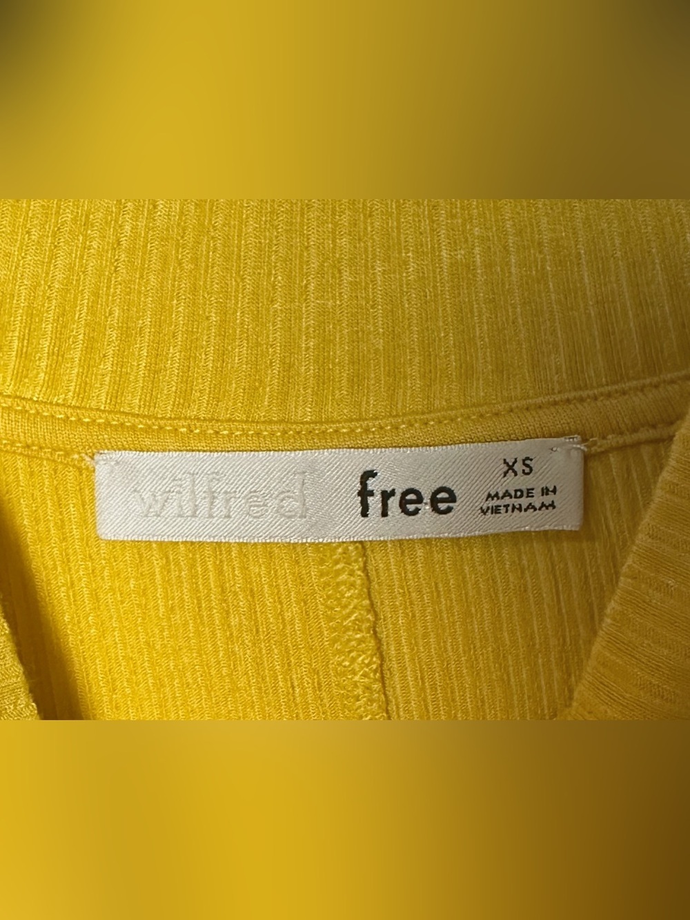 Y2K Wilfred Free Mock Neck Ribbed Crop Top | Mustard Yellow | XS - Picture 3 of 4